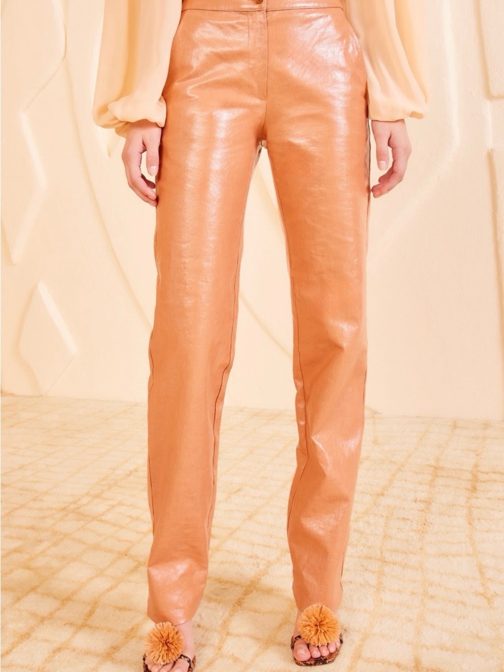 Ulla Johnson Monroe Clay Straight-Leg Leather Pants